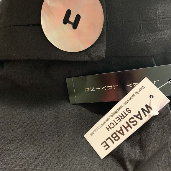 Larry Levine Pants Women 12 Stretch Black Flat Front Corpcore Casual Office Work - Picture 7 of 12